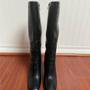 Black Leather Knee-High Boots